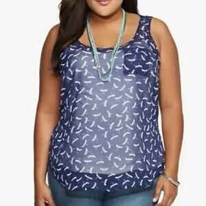 TORRID Navy Blue Dragonfly Front Pocket Sleeveless Summer Blouse ~ Women's 1X